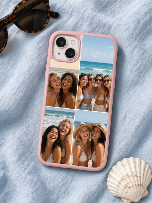 Custom case with a collage of beach photos with friends