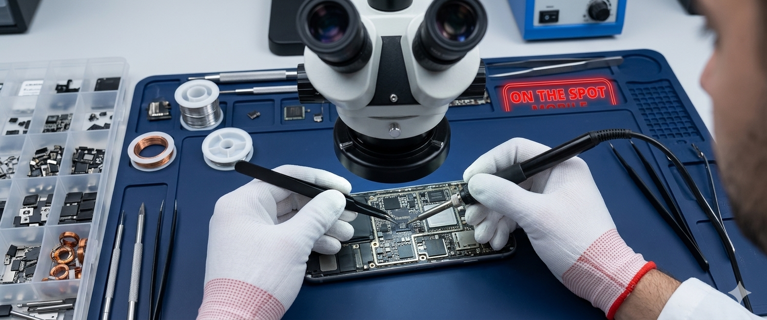 Logic board microsoldering at On The Spot Mobile Repairs